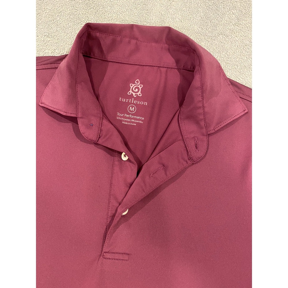 Mens Turtleson Polo Shirt Medium Tour Performance Polo Short Sleeve Golf Plum M